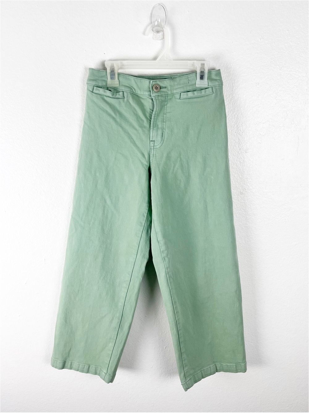 MADEWELL Emmett Wide Leg Light Green Crop Jeans Size 25P Preppy Boho Neutral